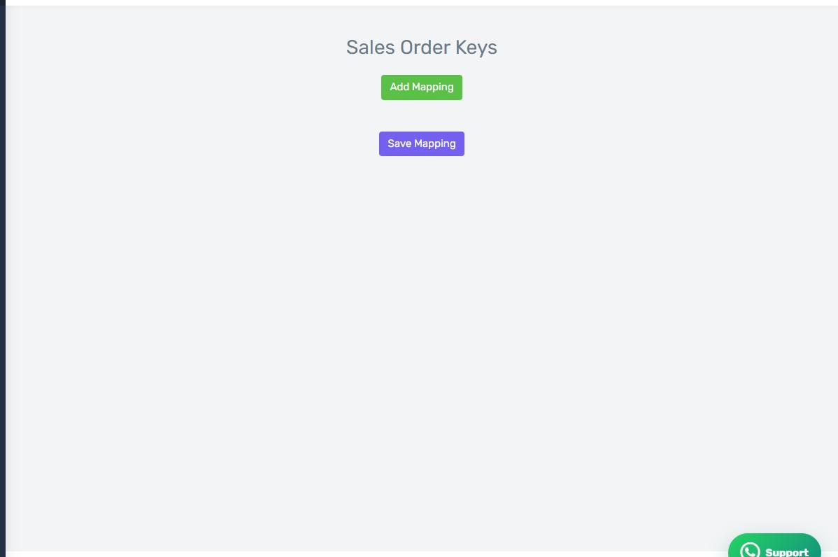 The Sales Order Keys screen